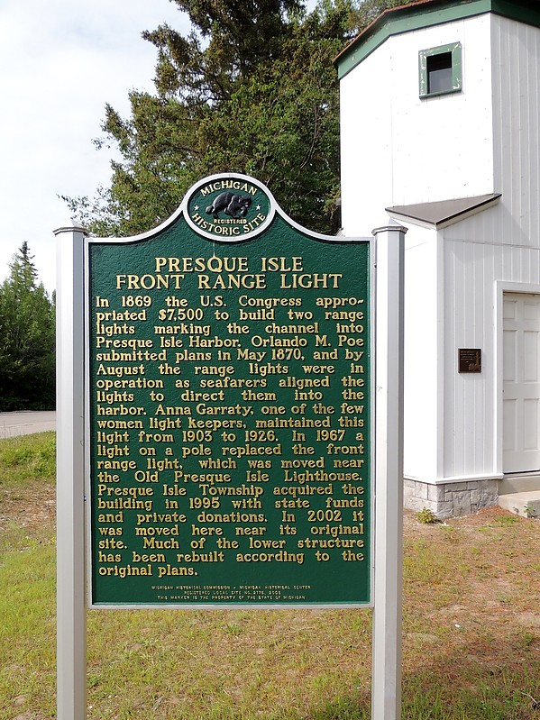 Michigan / Presque Isle Old Range Front light - plate
Author of the photo: [url=https://www.flickr.com/photos/bobindrums/]Robert English[/url]
Keywords: Michigan;Lake Huron;United States;Plate