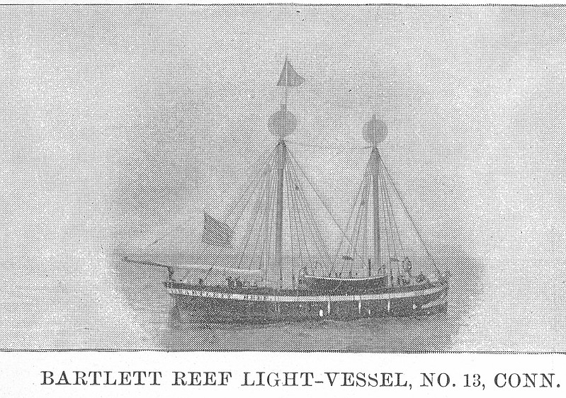 United States Lightvessel 13 (LV 13)
Photo from [url=http://www.uscg.mil/history/weblightships/LightshipIndex.asp]US Coast Guard site[/url]
"BARTLETT REEF LIGHT-VESSEL, NO. 13, CONN."  Scanned from the 1901 Light List, Plate XIII.  Photographer unknown, no date.
Keywords: United States;Lightship;Historic;Connecticut