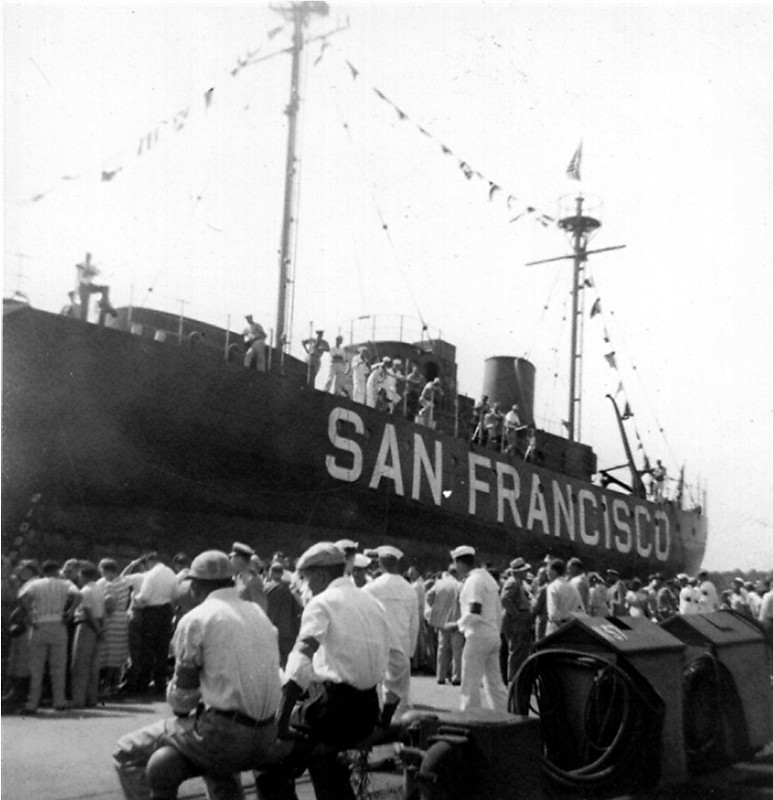 United States lightvessel WLV-612  NANTUCKET I
Photo from [url=http://www.uscg.mil/history/weblightships/LightshipIndex.asp]US Coast Guard site[/url]
The WLV-612 launching, Coast Guard Yard, Curtis Bay, 1950; no photo number; photographer unknown.

Keywords: United States;Lightship;Historic;Massachusetts;Boston;San Francisco;California