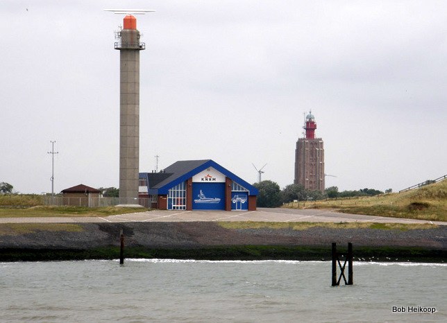 North Sea / Walcheren / West Kapelle Rear Lighthouse
 In front the radar- and the lifeboatstation.       
Radar is Fixed point,  Elevation 44.1m, 51 31.3510 N  3 26.4583 E
Keywords: Zeeland;Netherlands;North sea;Vessel traffic Service