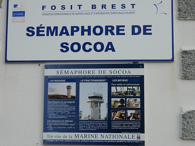 Socoa/Semaphore
Keywords: Socoa;Bayonne;France;Bay of Biscay;Vessel Traffic Service;Plate
