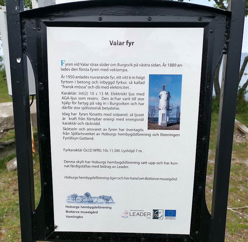 Gotland / Burgsviken / Valar  lighthouse / Information board
Keywords: Sweden;Baltic Sea;Gotland;Plate